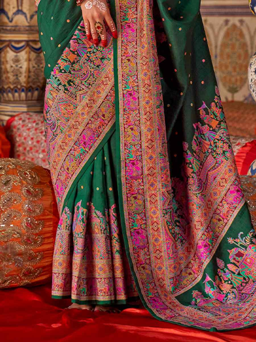 Multi Silk Handwoven Festival Wedding Fancy Heavy Border Saree