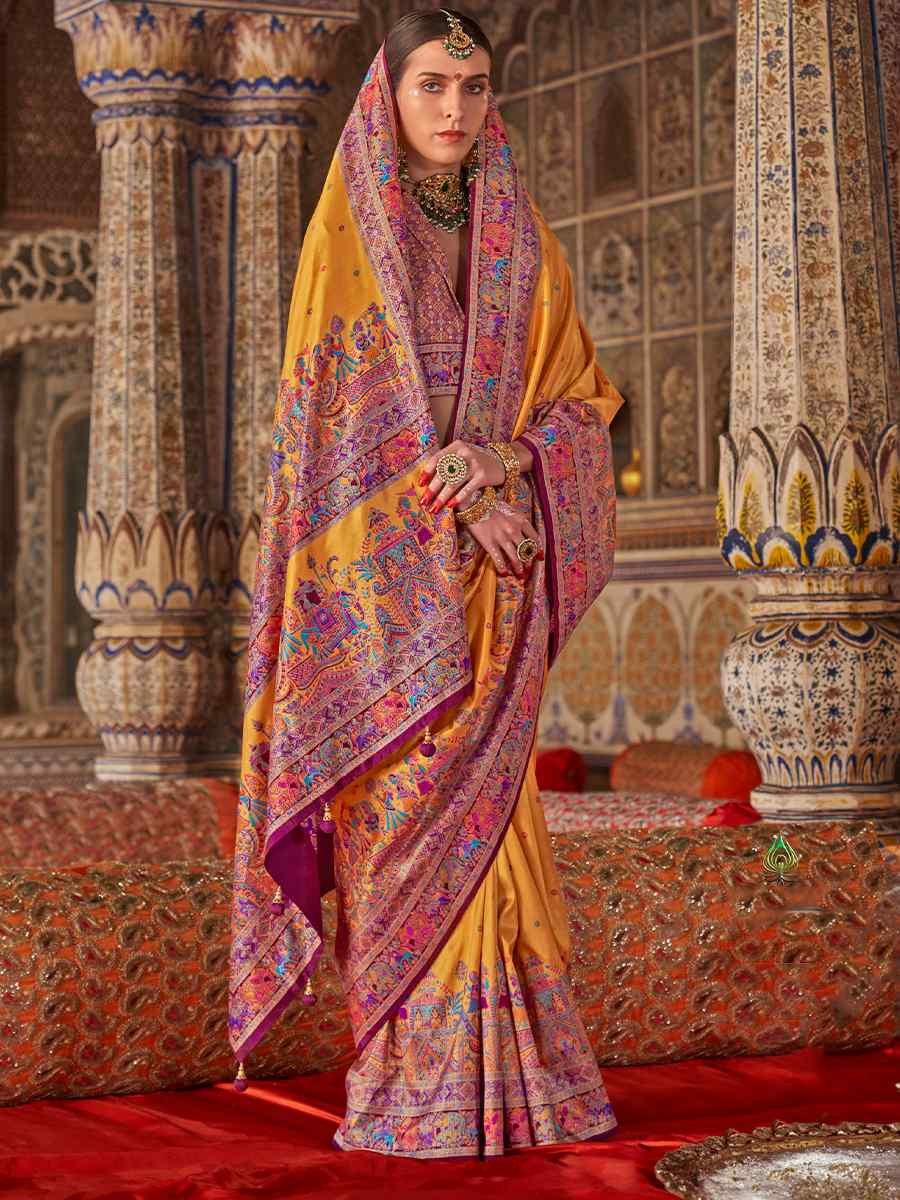 Multi Silk Handwoven Festival Wedding Fancy Heavy Border Saree