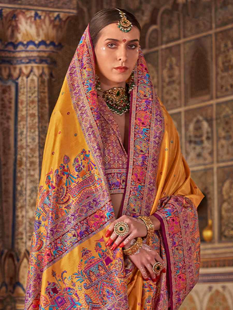 Multi Silk Handwoven Festival Wedding Fancy Heavy Border Saree