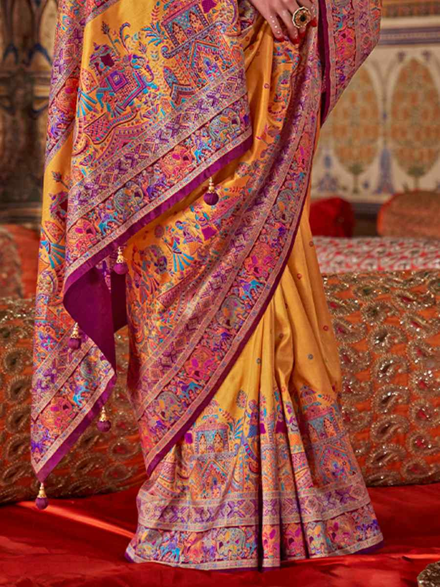 Multi Silk Handwoven Festival Wedding Fancy Heavy Border Saree