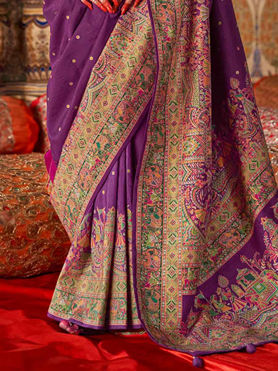 Multi Silk Handwoven Festival Wedding Fancy Heavy Border Saree