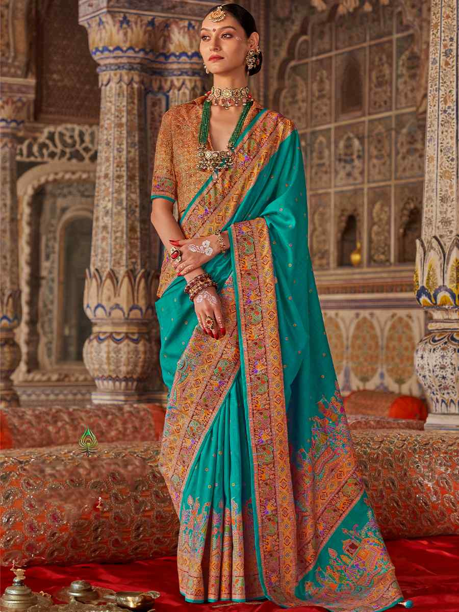 Multi Silk Handwoven Festival Wedding Fancy Heavy Border Saree