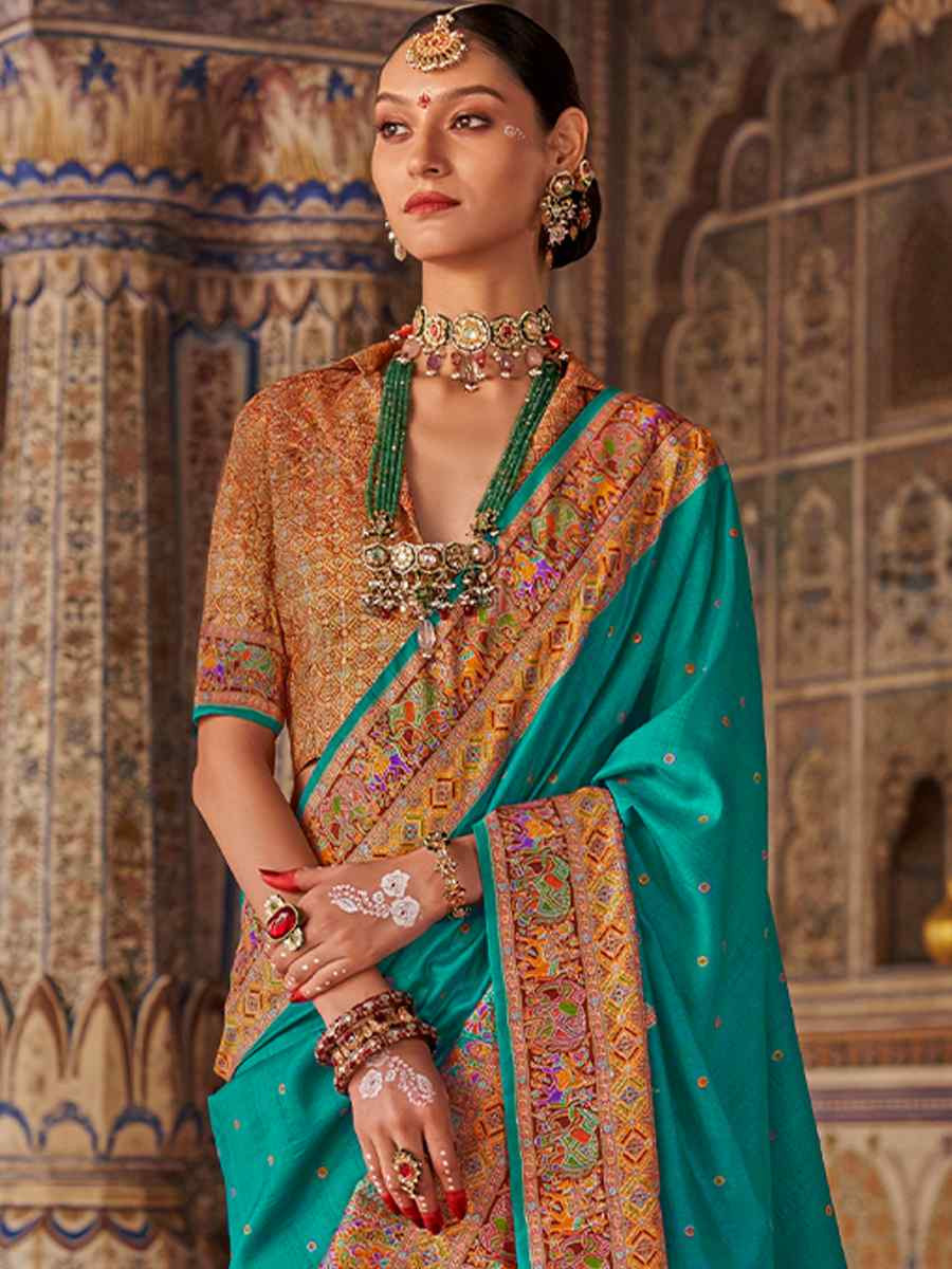 Multi Silk Handwoven Festival Wedding Fancy Heavy Border Saree