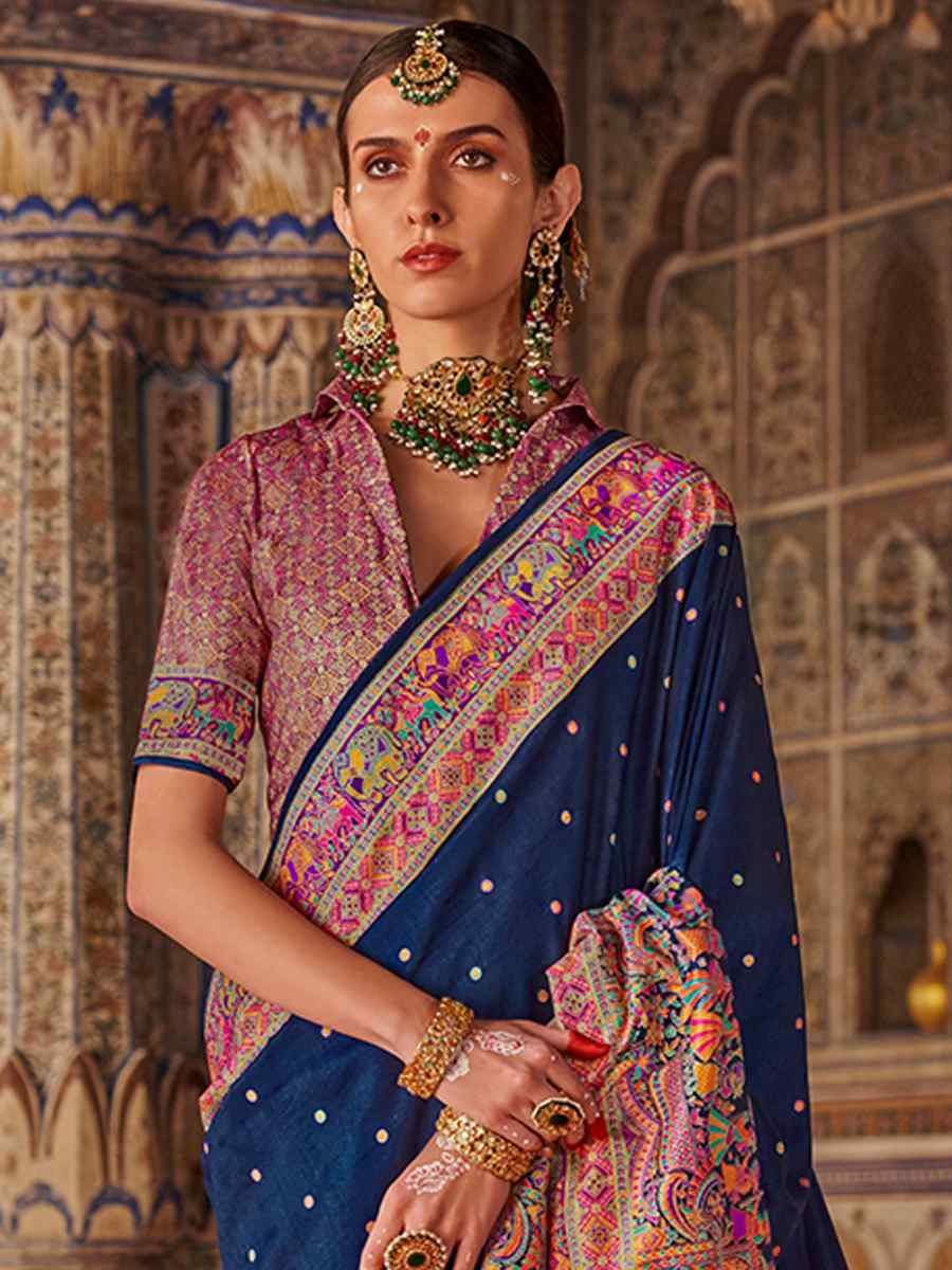 Multi Silk Handwoven Festival Wedding Fancy Heavy Border Saree