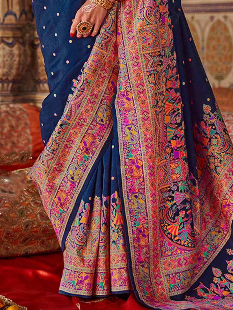 Multi Silk Handwoven Festival Wedding Fancy Heavy Border Saree