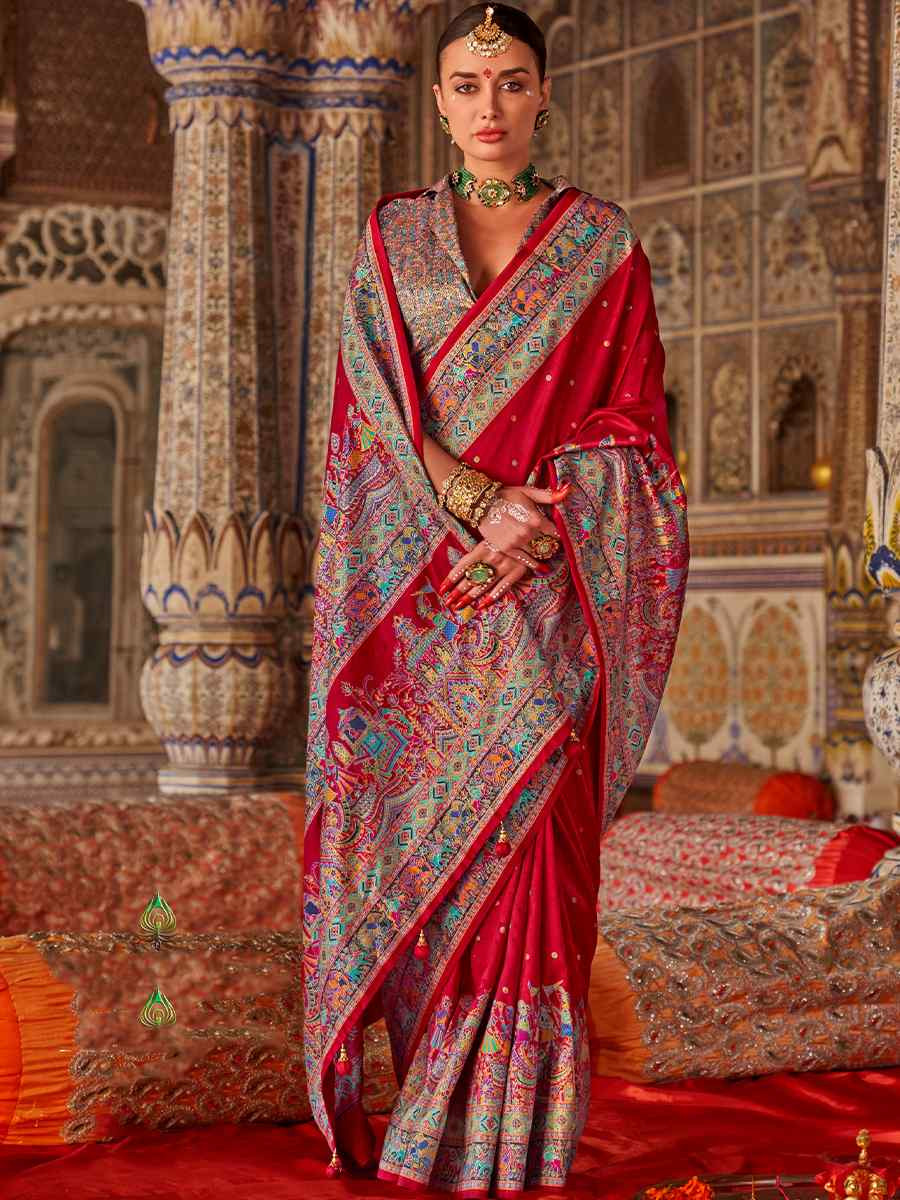 Multi Silk Handwoven Festival Wedding Fancy Heavy Border Saree