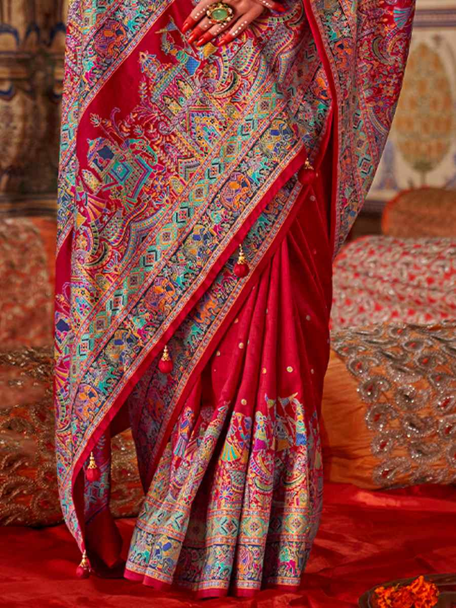 Multi Silk Handwoven Festival Wedding Fancy Heavy Border Saree