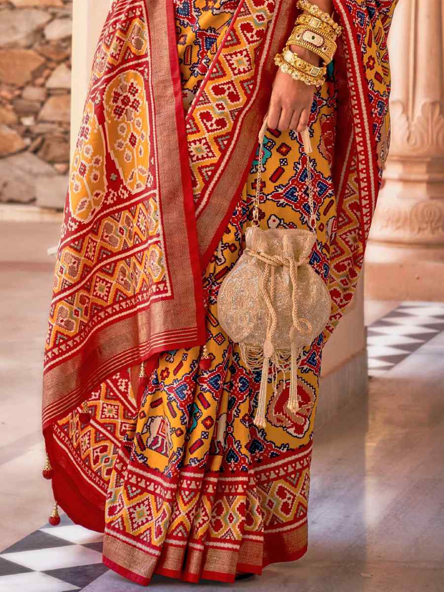 Multi Silk Handwoven Mehendi Festival Classic Style Saree