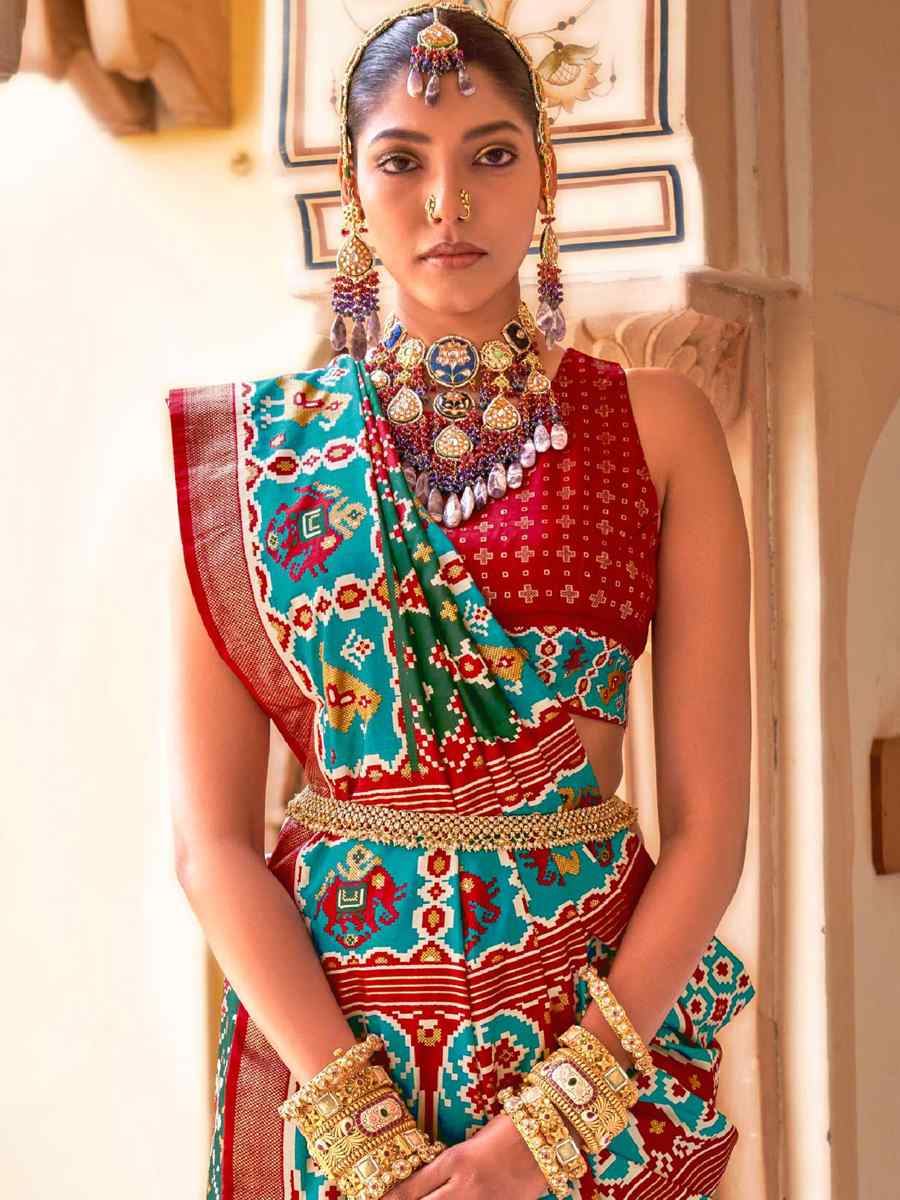 Multi Silk Handwoven Mehendi Festival Classic Style Saree