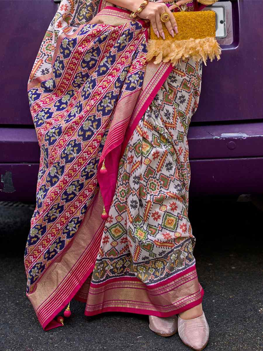 Multi Silk Handwoven Party Festival Heavy Border Saree