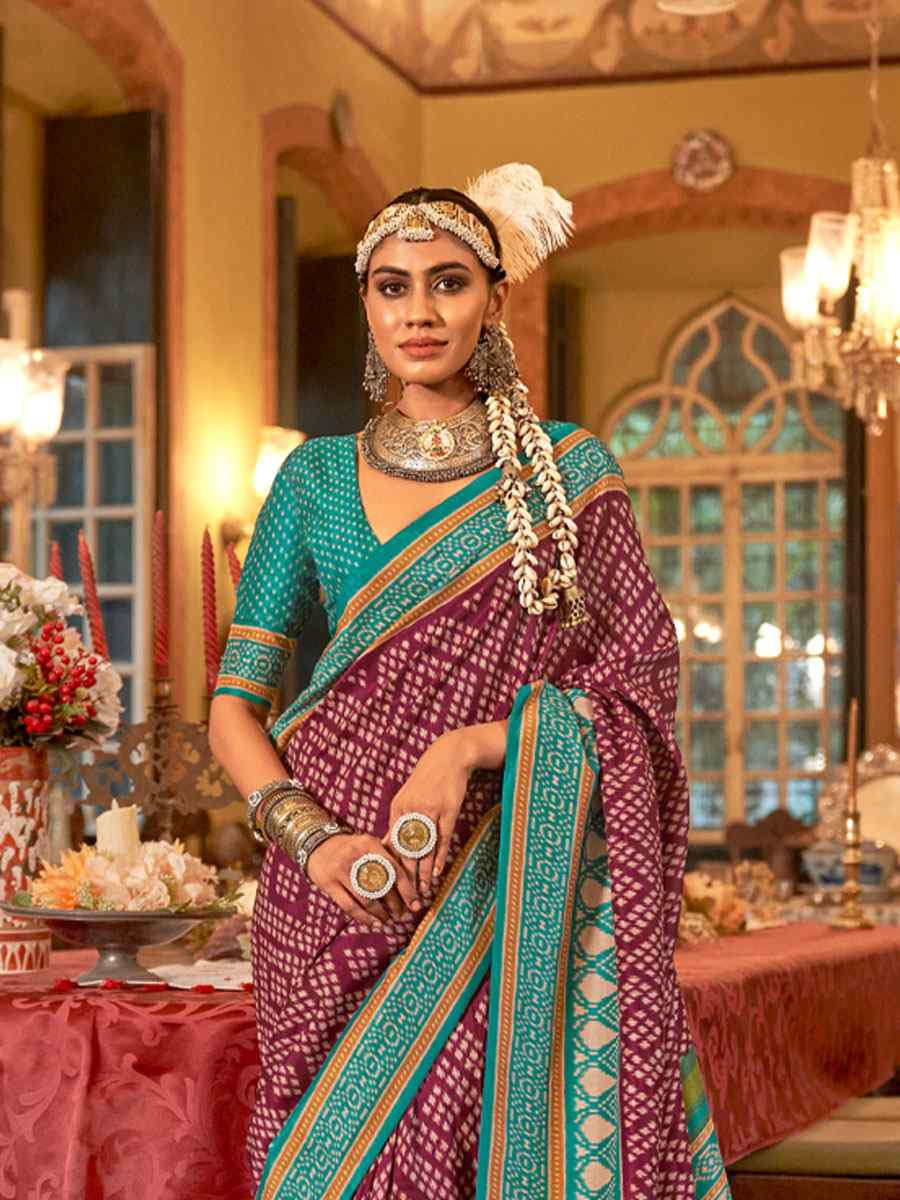 Multi Silk Patola Printed Festival Wedding Fancy Heavy Border Saree