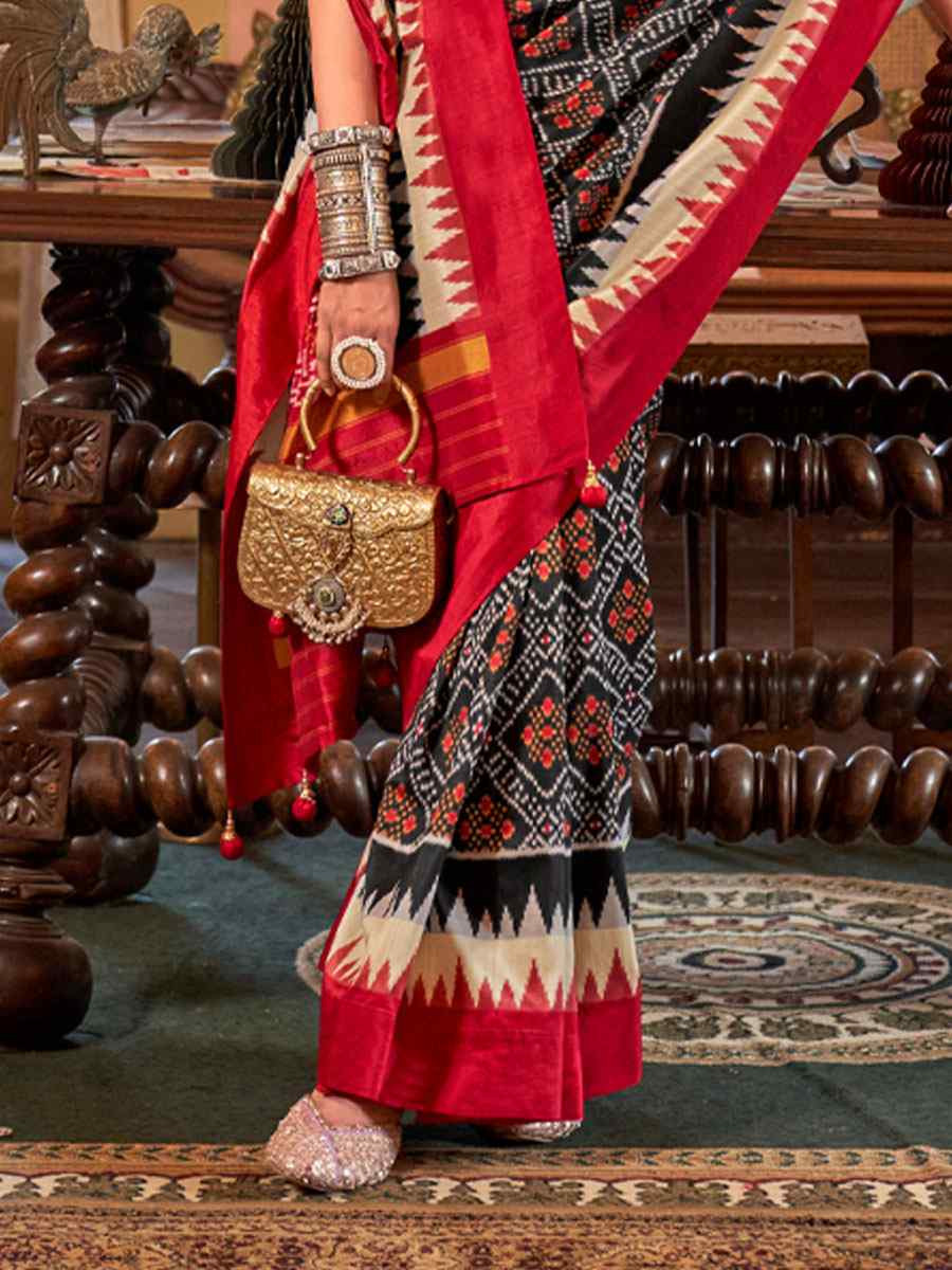 Multi Silk Patola Printed Festival Wedding Fancy Heavy Border Saree