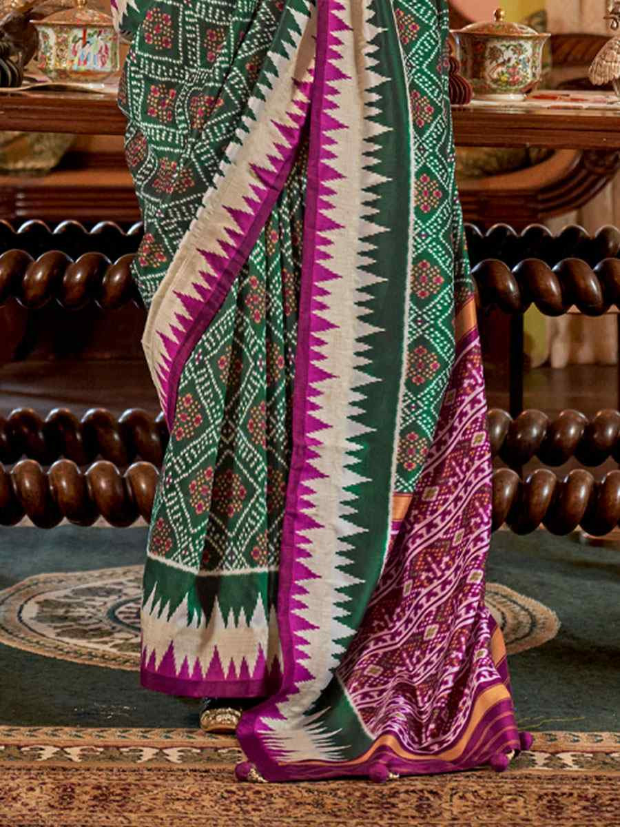 Multi Silk Patola Printed Festival Wedding Fancy Heavy Border Saree