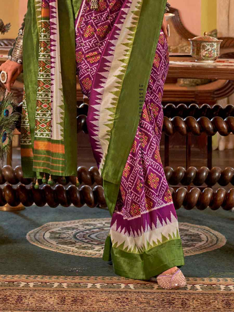 Multi Silk Patola Printed Festival Wedding Fancy Heavy Border Saree
