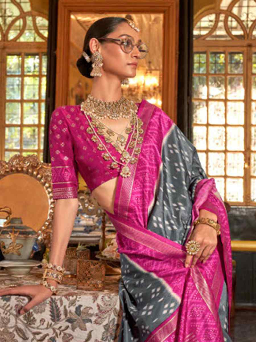 Multi Silk Patola Printed Festival Wedding Fancy Heavy Border Saree