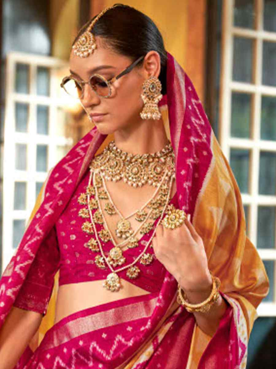 Multi Silk Patola Printed Festival Wedding Fancy Heavy Border Saree