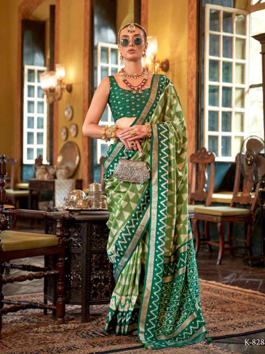 Multi Silk Patola Printed Festival Wedding Fancy Heavy Border Saree