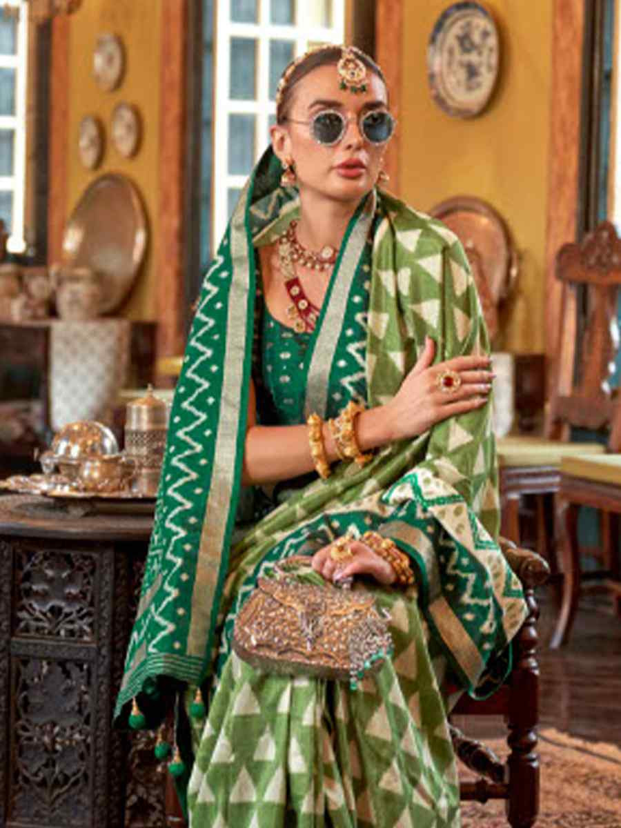 Multi Silk Patola Printed Festival Wedding Fancy Heavy Border Saree