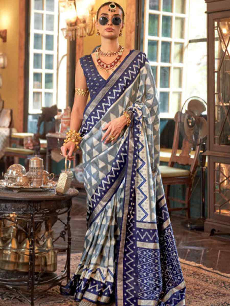 Multi Silk Patola Printed Festival Wedding Fancy Heavy Border Saree