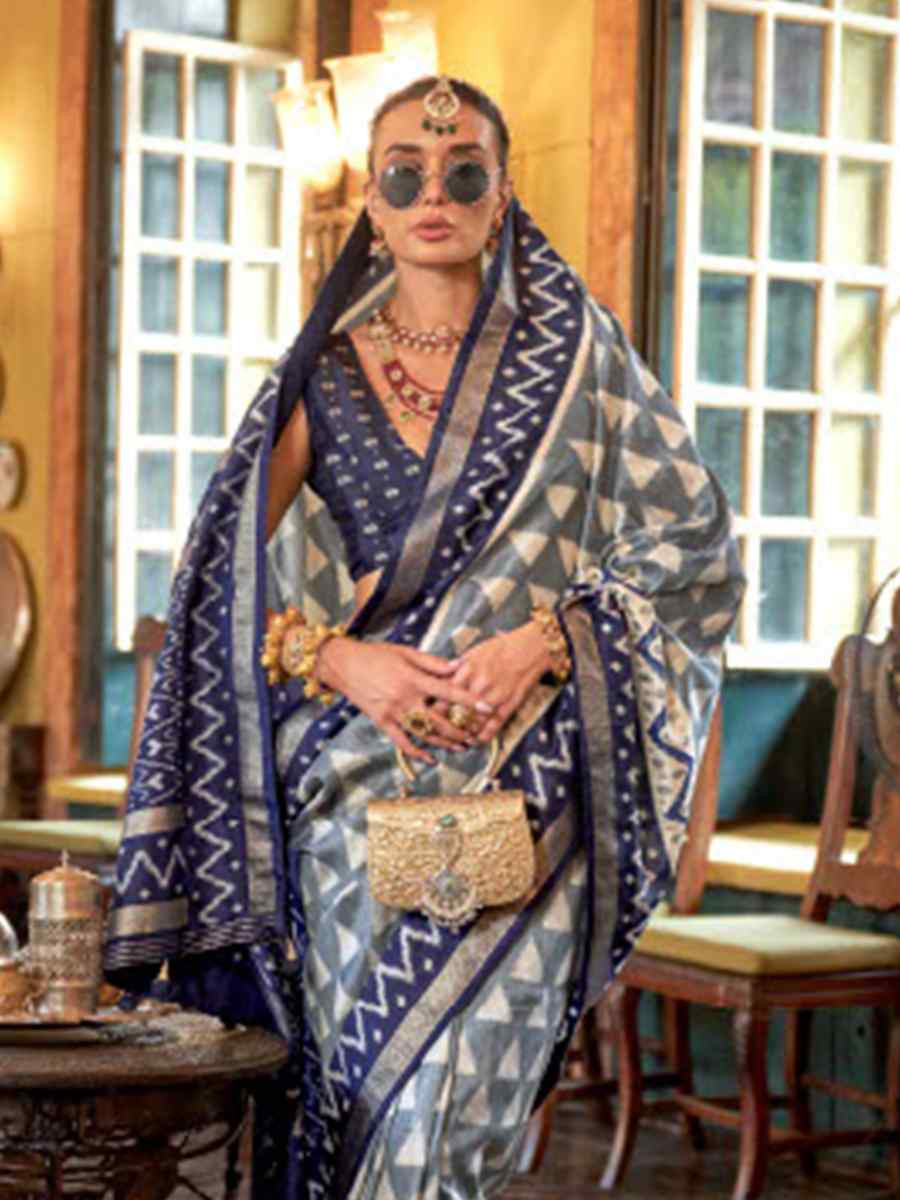 Multi Silk Patola Printed Festival Wedding Fancy Heavy Border Saree