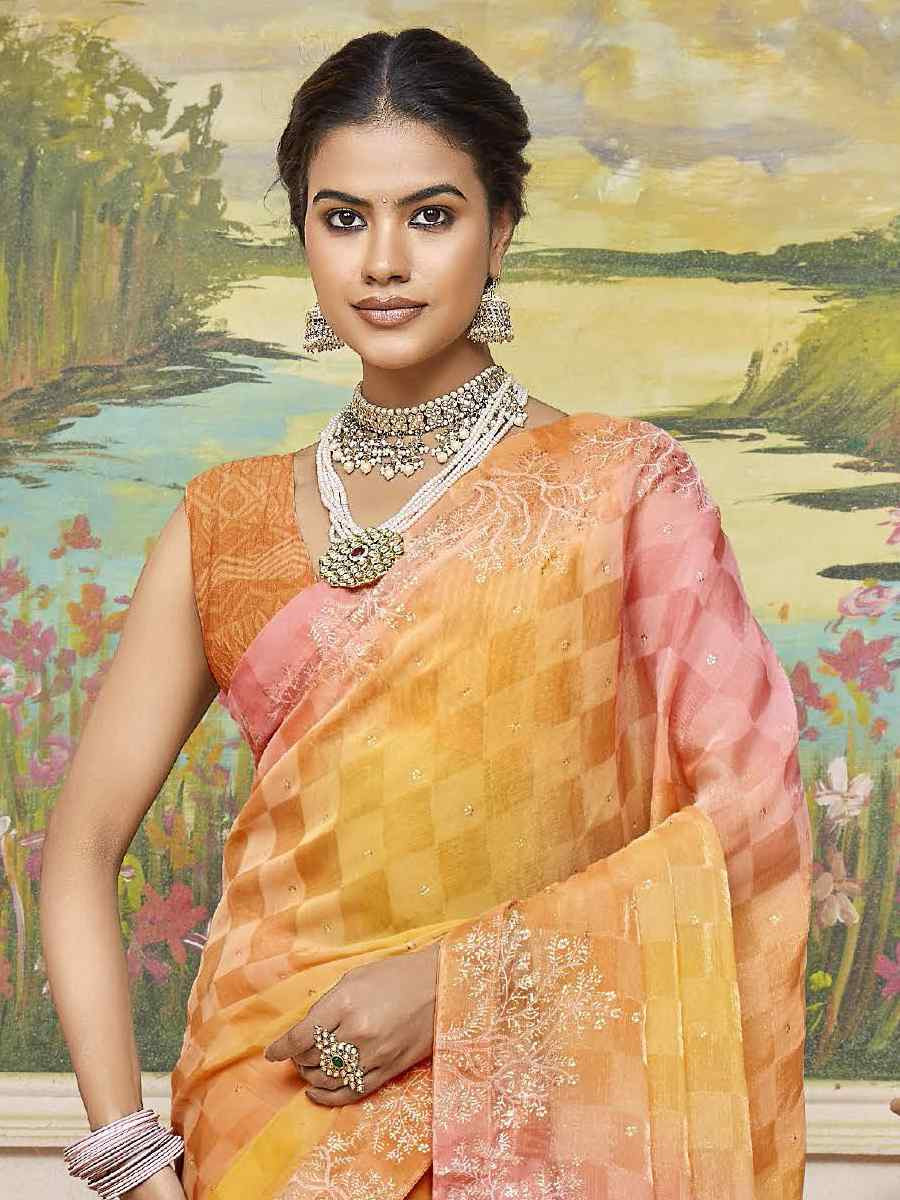 Multi Silk Printed Bridal Reception Festival Wedding Fancy Heavy Border Saree