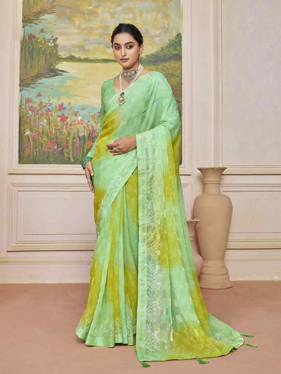 Multi Silk Printed Bridal Reception Festival Wedding Fancy Heavy Border Saree