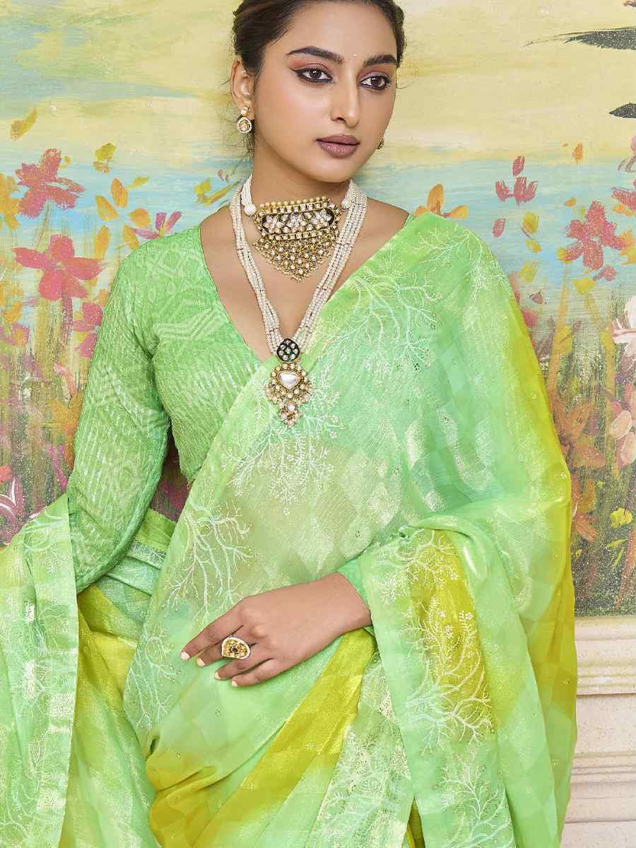 Multi Silk Printed Bridal Reception Festival Wedding Fancy Heavy Border Saree