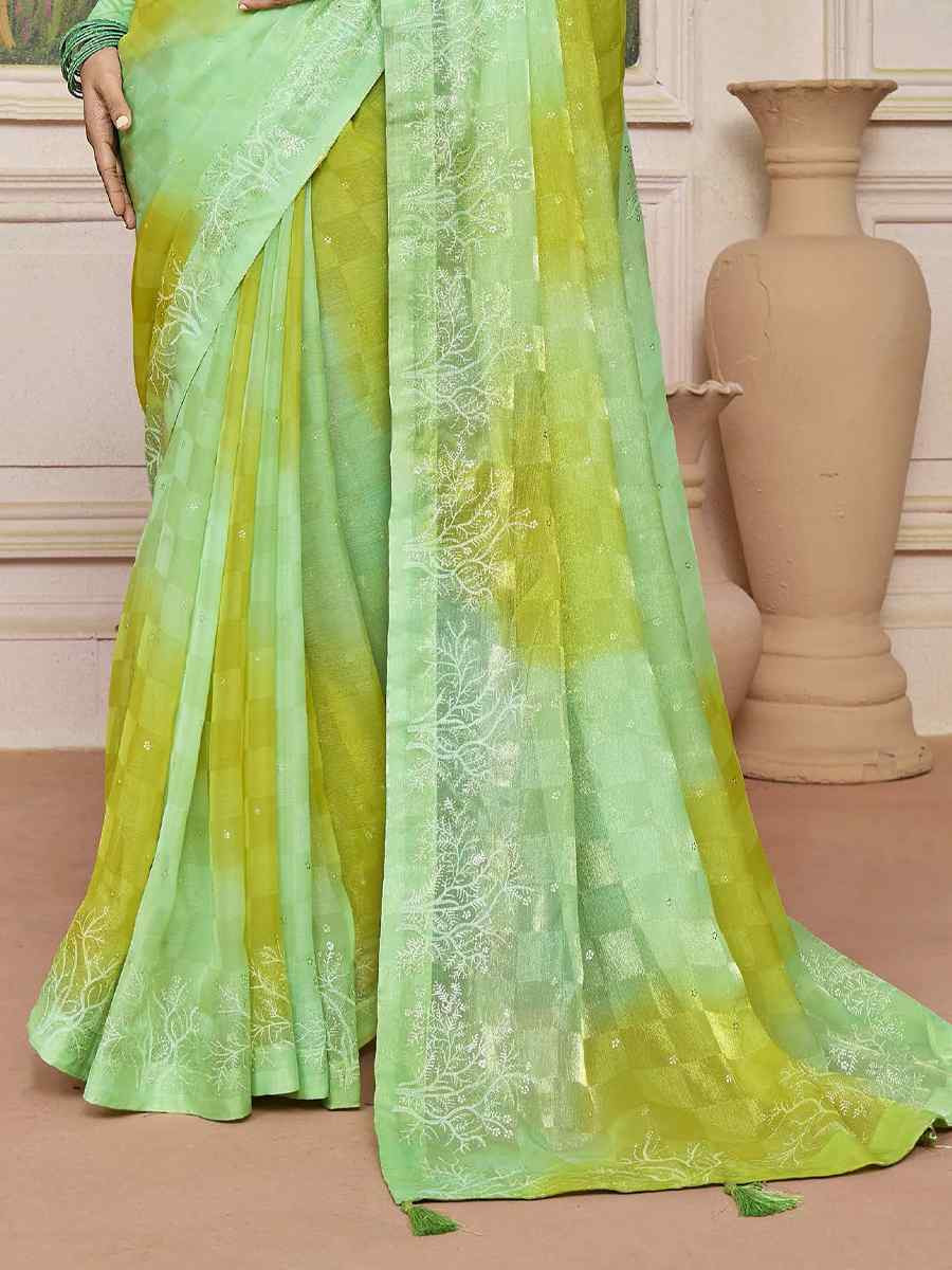 Multi Silk Printed Bridal Reception Festival Wedding Fancy Heavy Border Saree