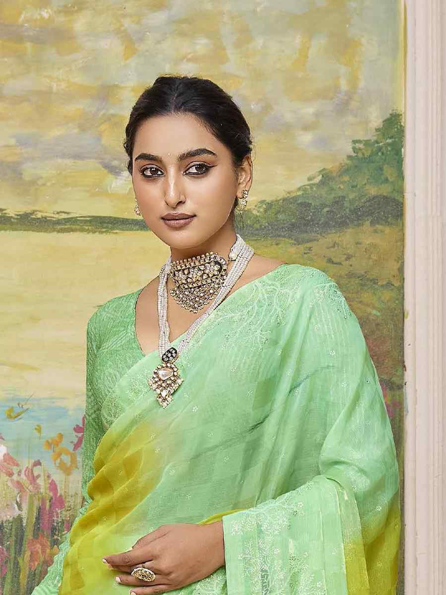 Multi Silk Printed Bridal Reception Festival Wedding Fancy Heavy Border Saree