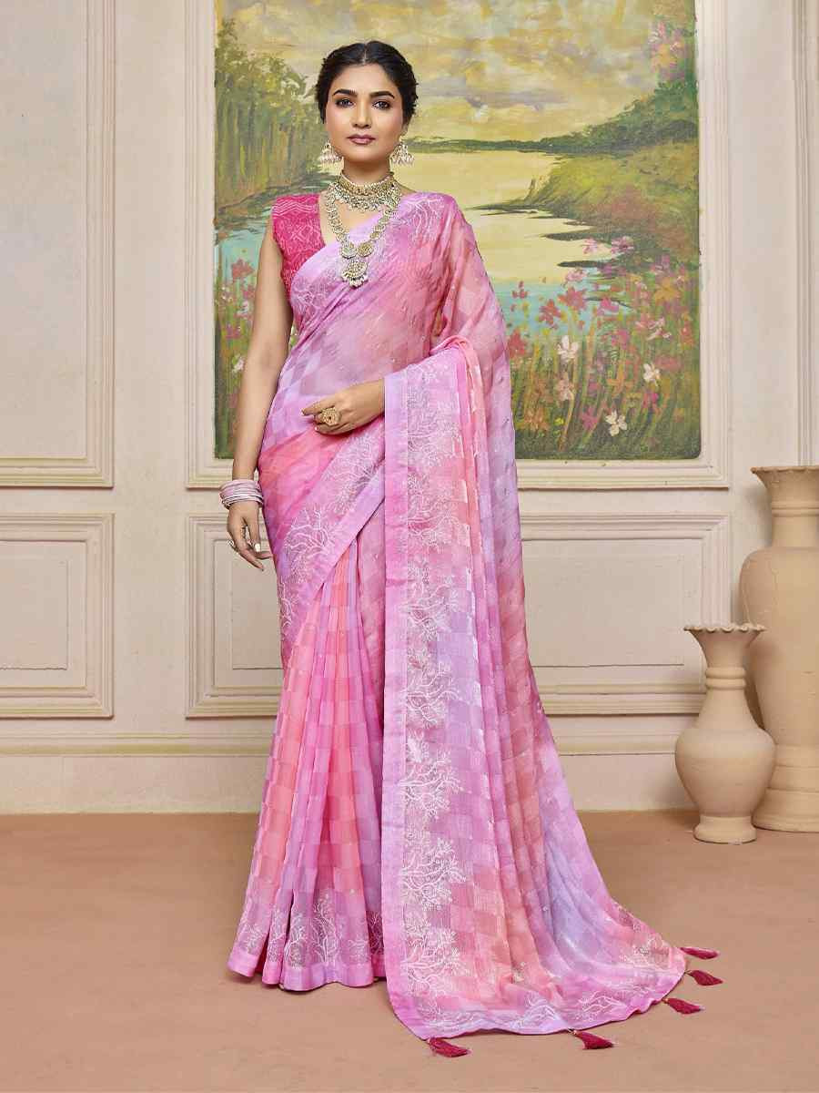Multi Silk Printed Bridal Reception Festival Wedding Fancy Heavy Border Saree