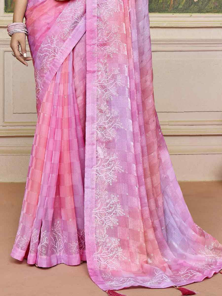 Multi Silk Printed Bridal Reception Festival Wedding Fancy Heavy Border Saree