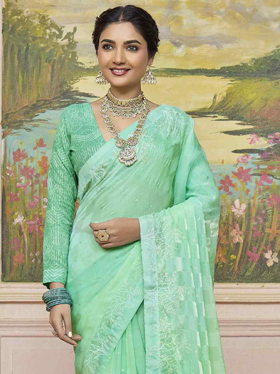 Multi Silk Printed Bridal Reception Festival Wedding Fancy Heavy Border Saree