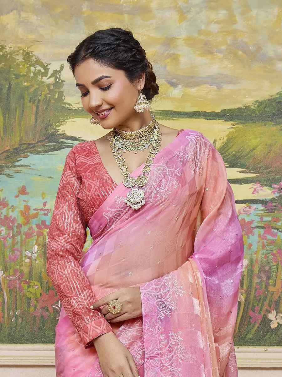 Multi Silk Printed Bridal Reception Festival Wedding Fancy Heavy Border Saree