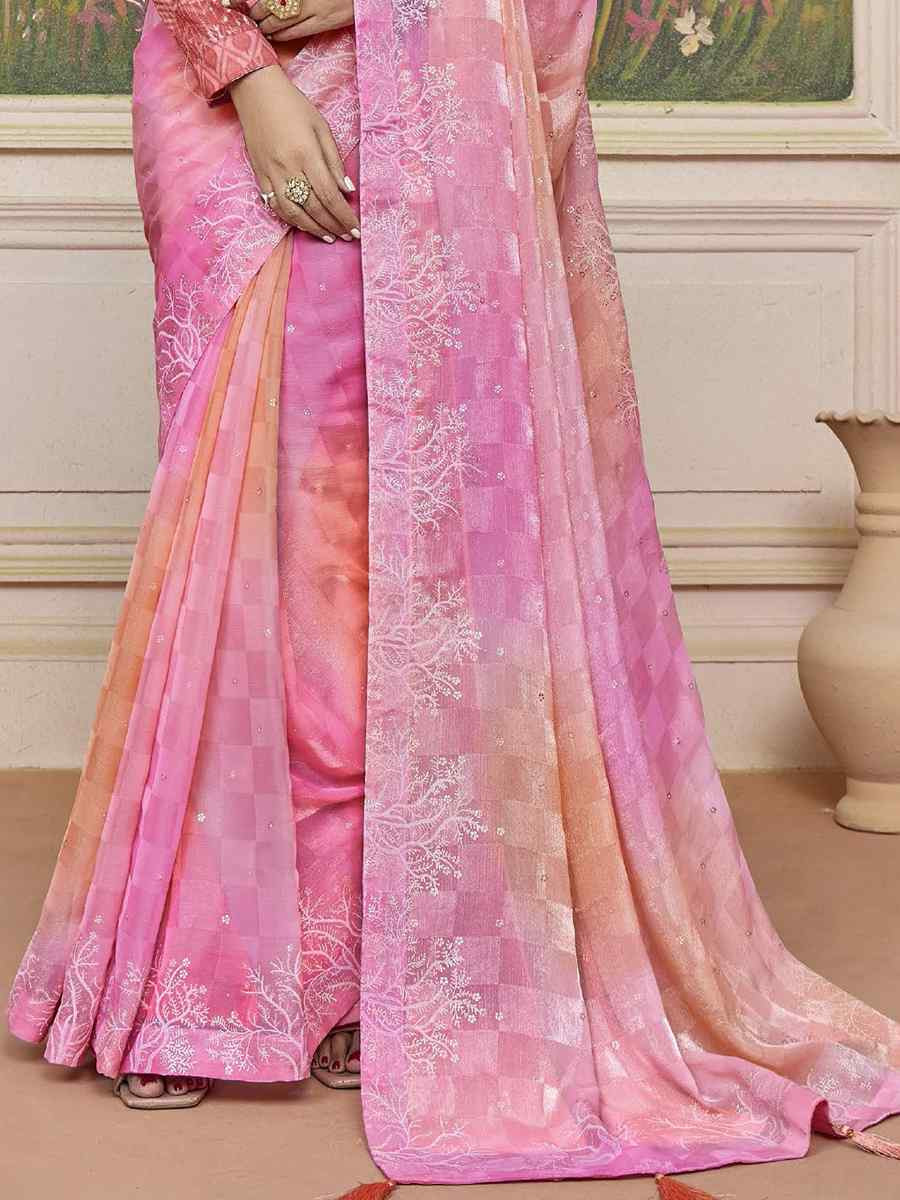 Multi Silk Printed Bridal Reception Festival Wedding Fancy Heavy Border Saree
