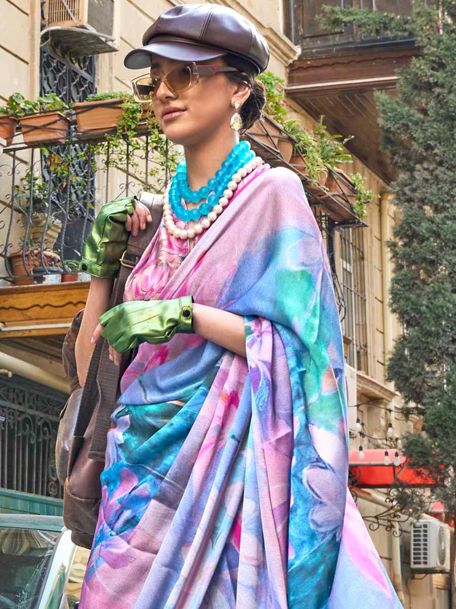 Multi Silk Printed Casual Festival Contemporary Saree