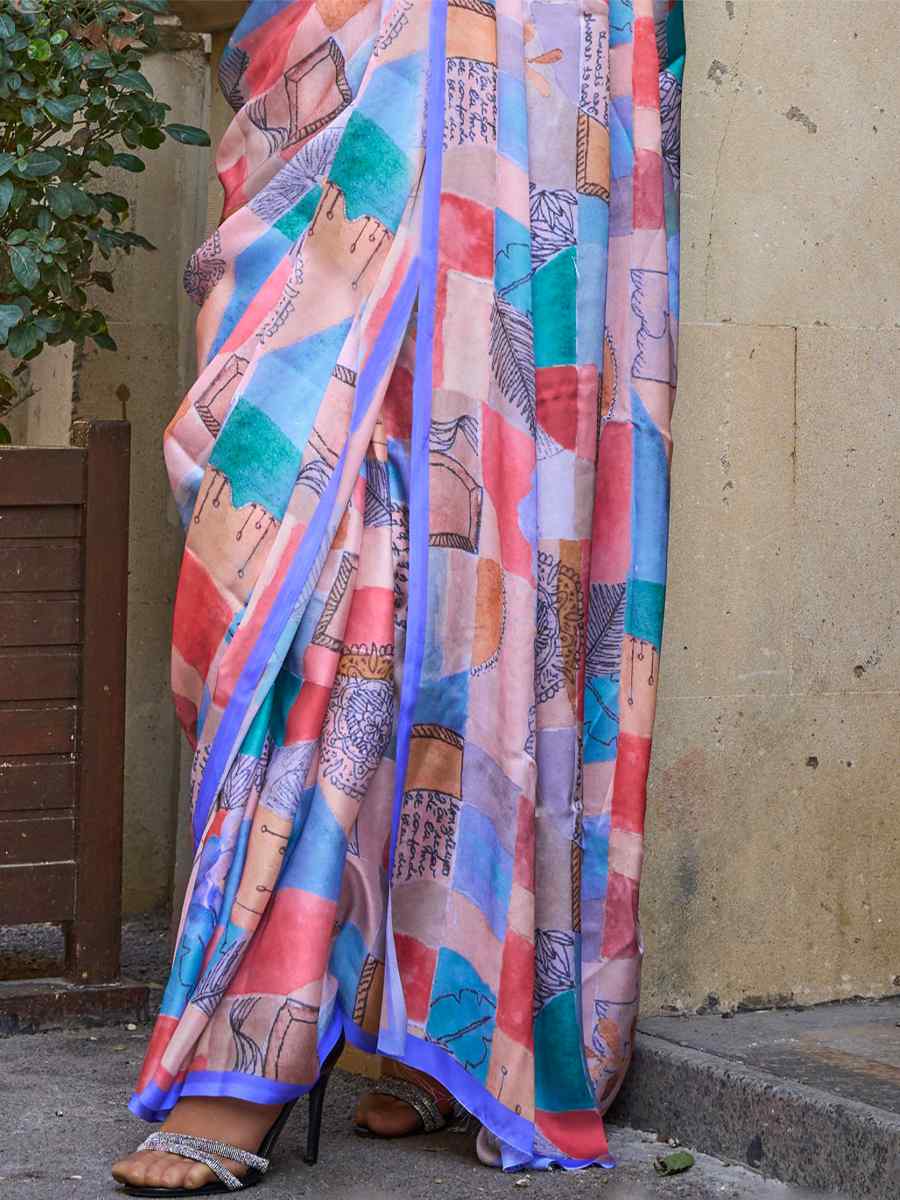 Multi Silk Printed Casual Festival Contemporary Saree