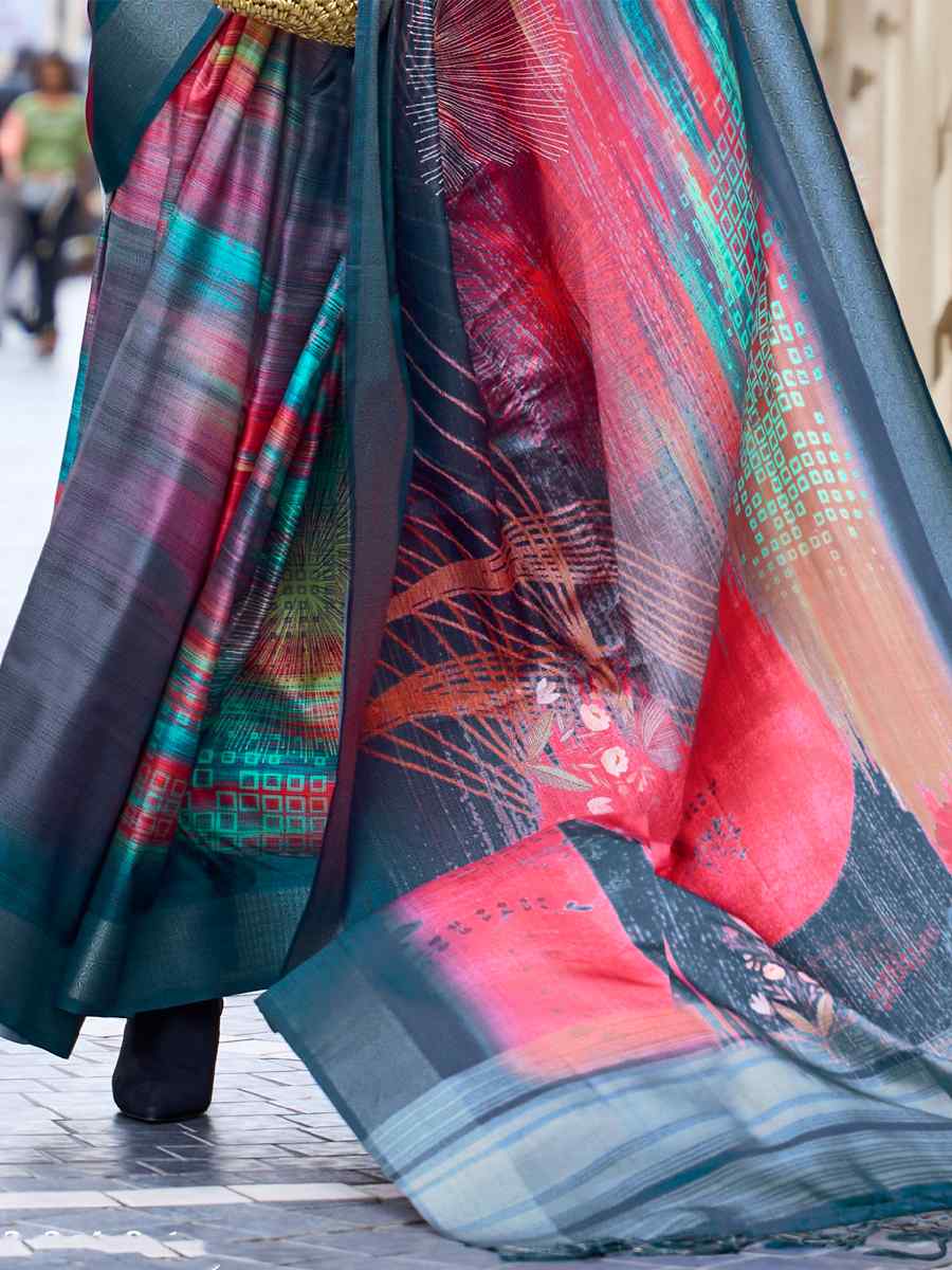 Multi Silk Printed Casual Party Classic Style Saree