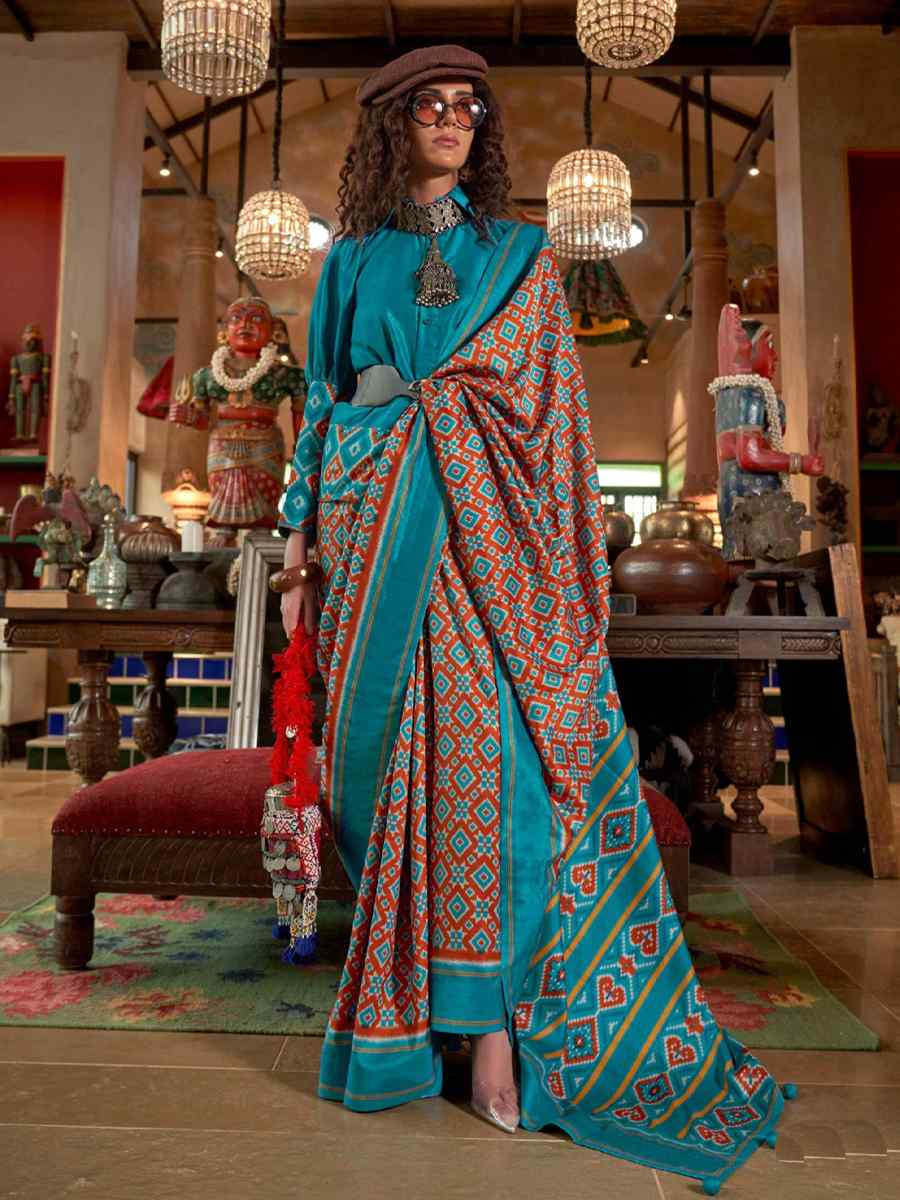 Multi Silk Printed Casual Reception Festival Wedding Fancy Classic Style Sarees