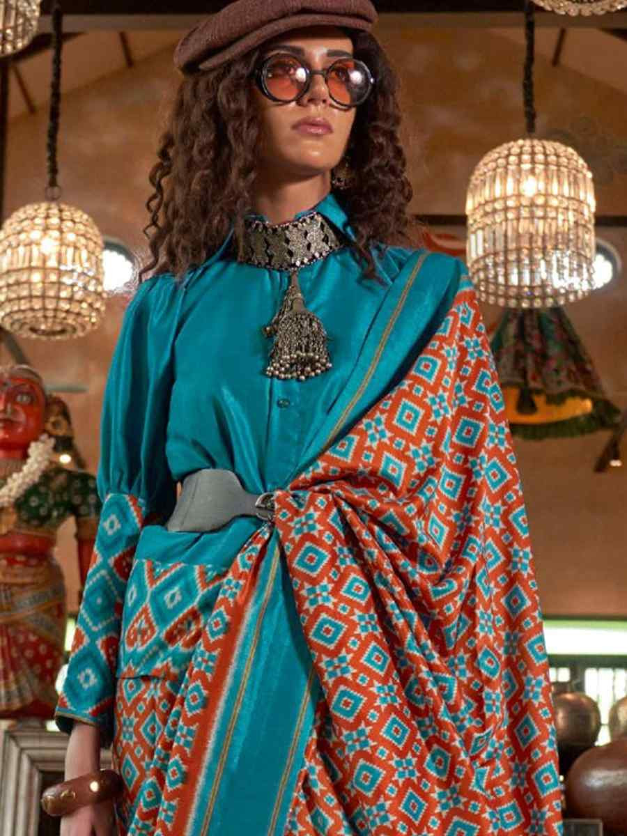 Multi Silk Printed Casual Reception Festival Wedding Fancy Classic Style Sarees