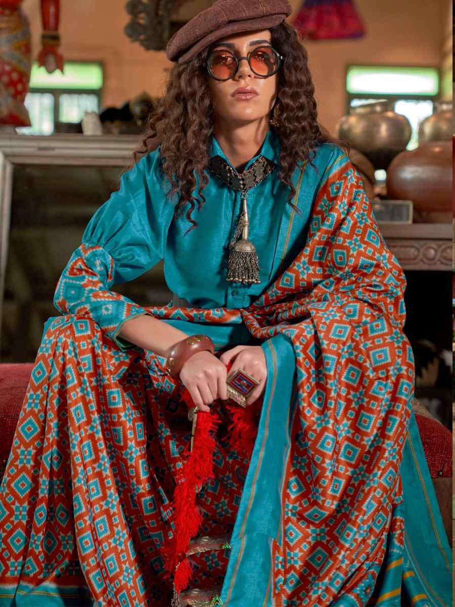 Multi Silk Printed Casual Reception Festival Wedding Fancy Classic Style Sarees