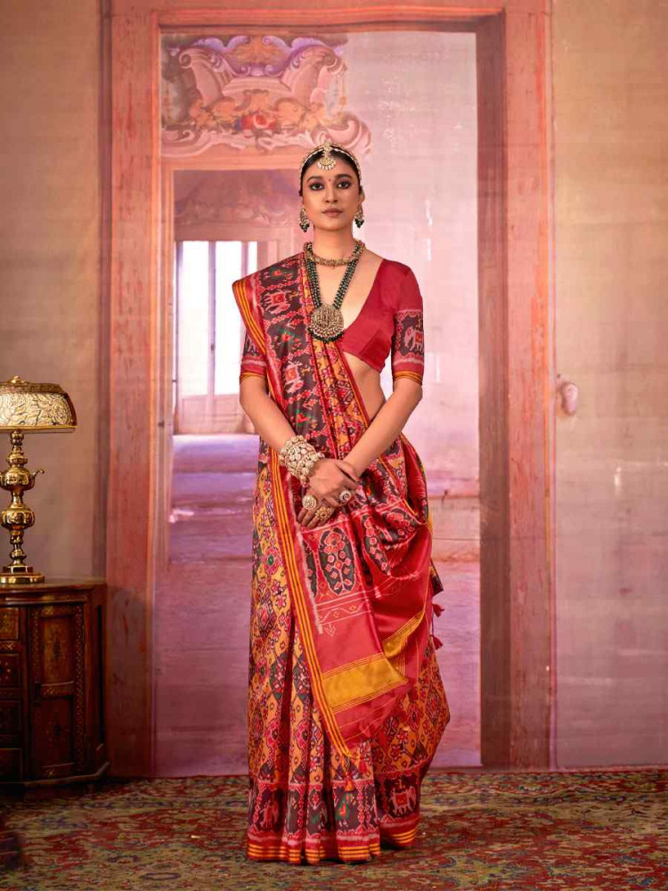 Image of Multi Silk Printed Casual Reception Festival Wedding Fancy Heavy Border Saree