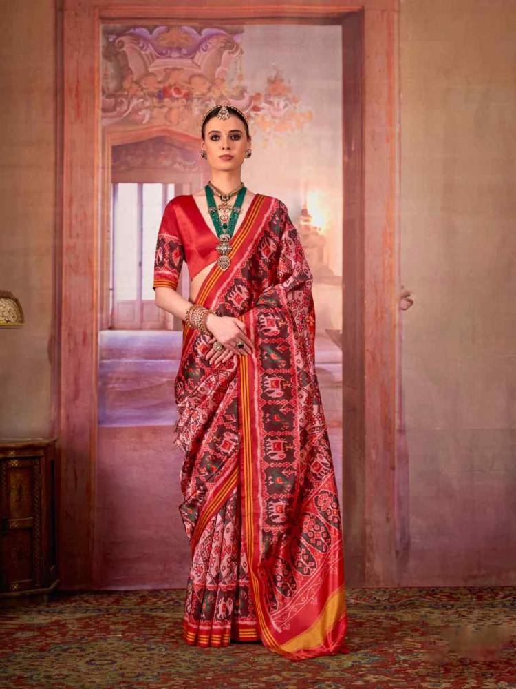 Image of Multi Silk Printed Casual Reception Festival Wedding Fancy Heavy Border Saree
