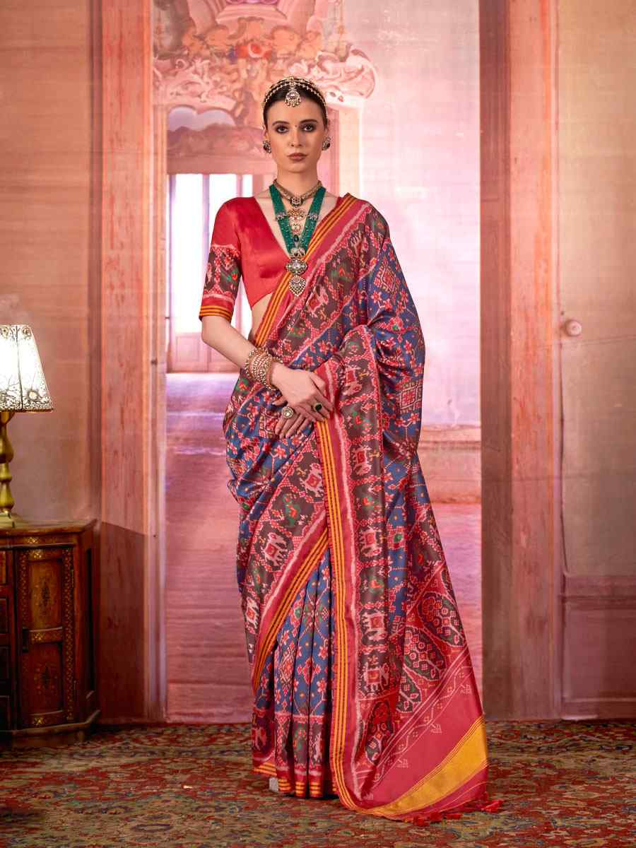 Multi Silk Printed Casual Reception Festival Wedding Fancy Heavy Border Saree