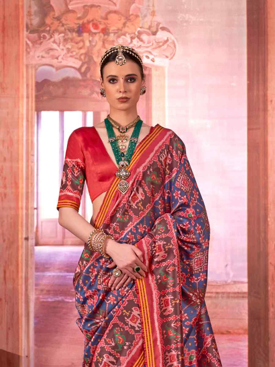 Multi Silk Printed Casual Reception Festival Wedding Fancy Heavy Border Saree