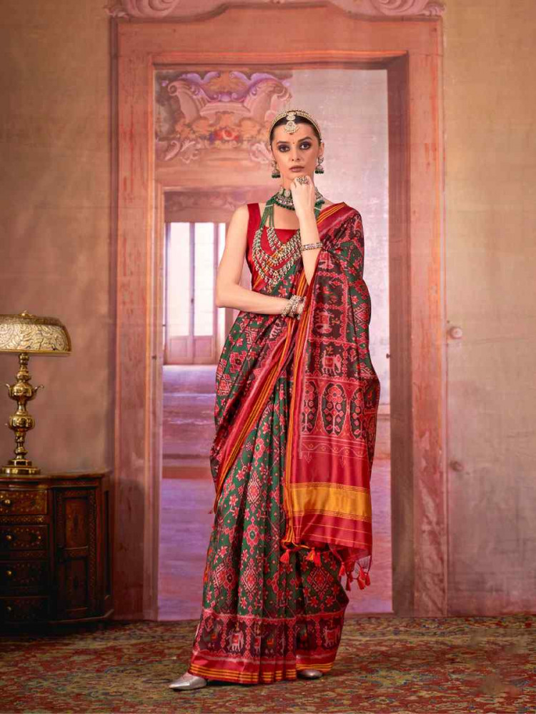 Image of Multi Silk Printed Casual Reception Festival Wedding Fancy Heavy Border Saree