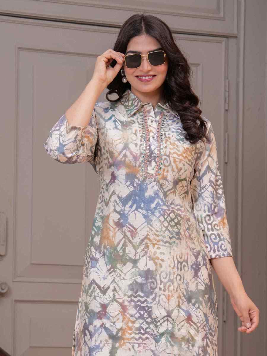 Multi Silk Printed Festival Casual Kurti Bottom Women Wear