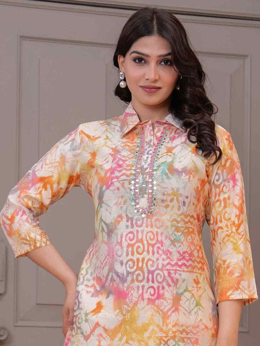 Multi Silk Printed Festival Casual Kurti Bottom Women Wear