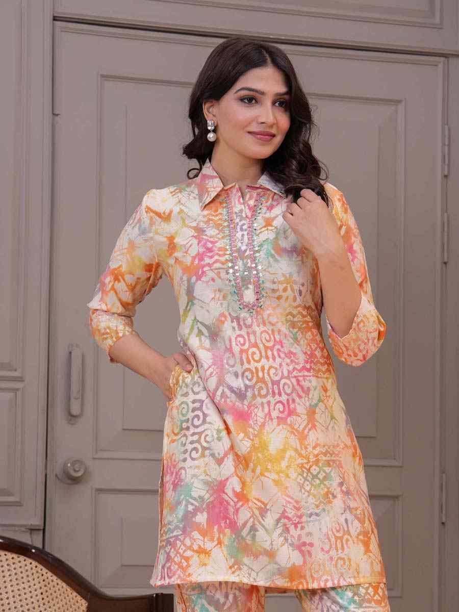Multi Silk Printed Festival Casual Kurti Bottom Women Wear