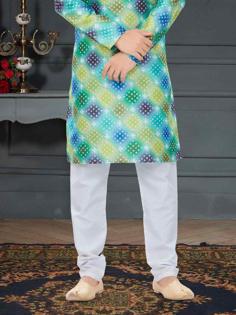 Multi Silk Printed Festival Party Kurta