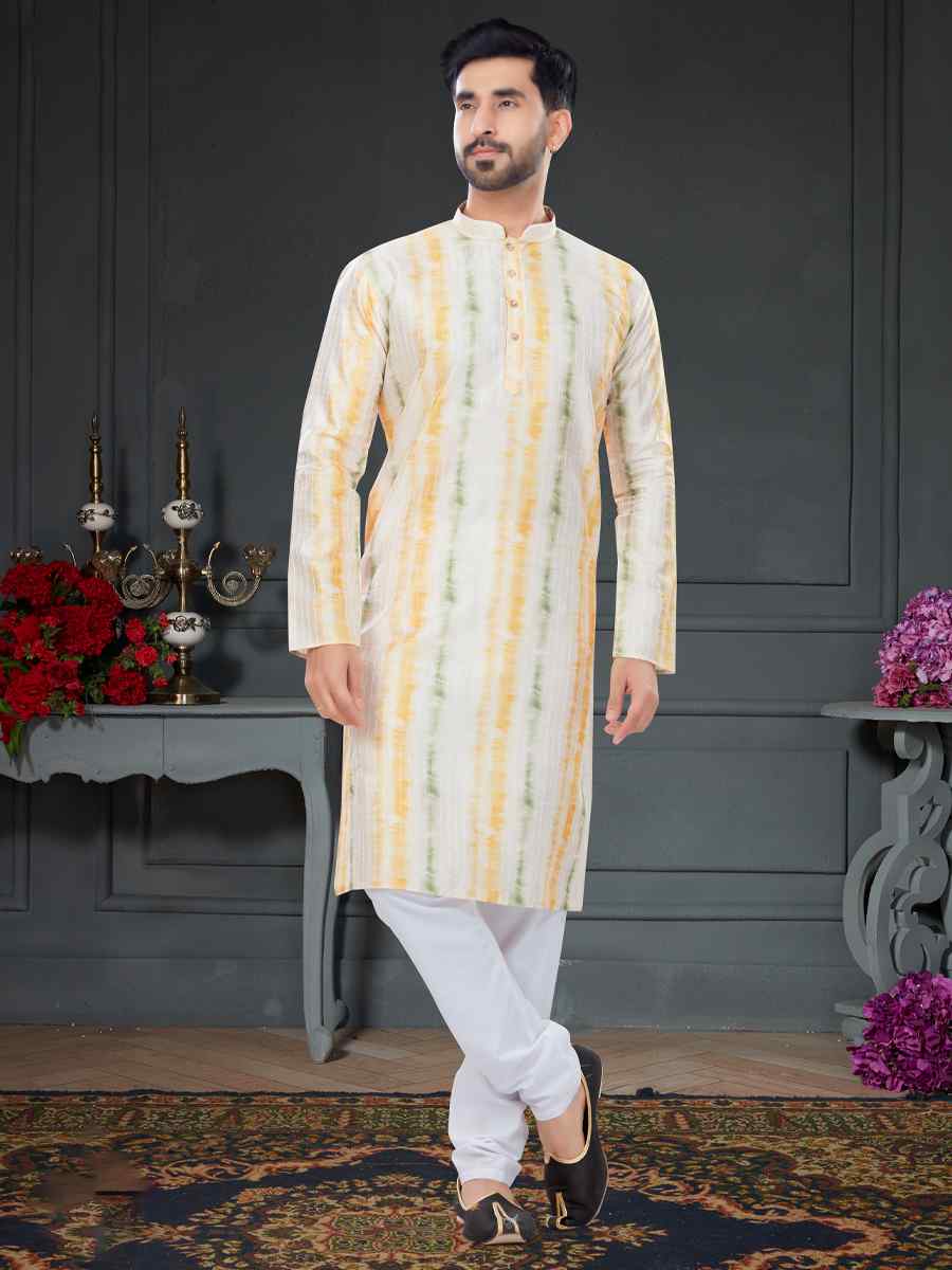 Multi Silk Printed Festival Party Kurta